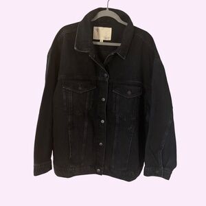NWT Pilcro Anthropologie Black Denim Jacket Size XL 90s NEW 100% Cotton pockets